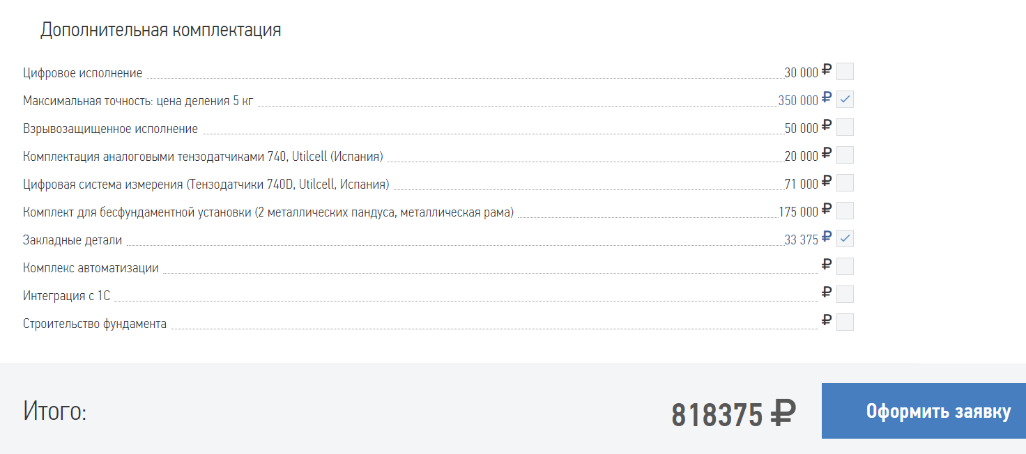 Фрагмент карточки товара, где можно оформить заказ прямо с данной страницы